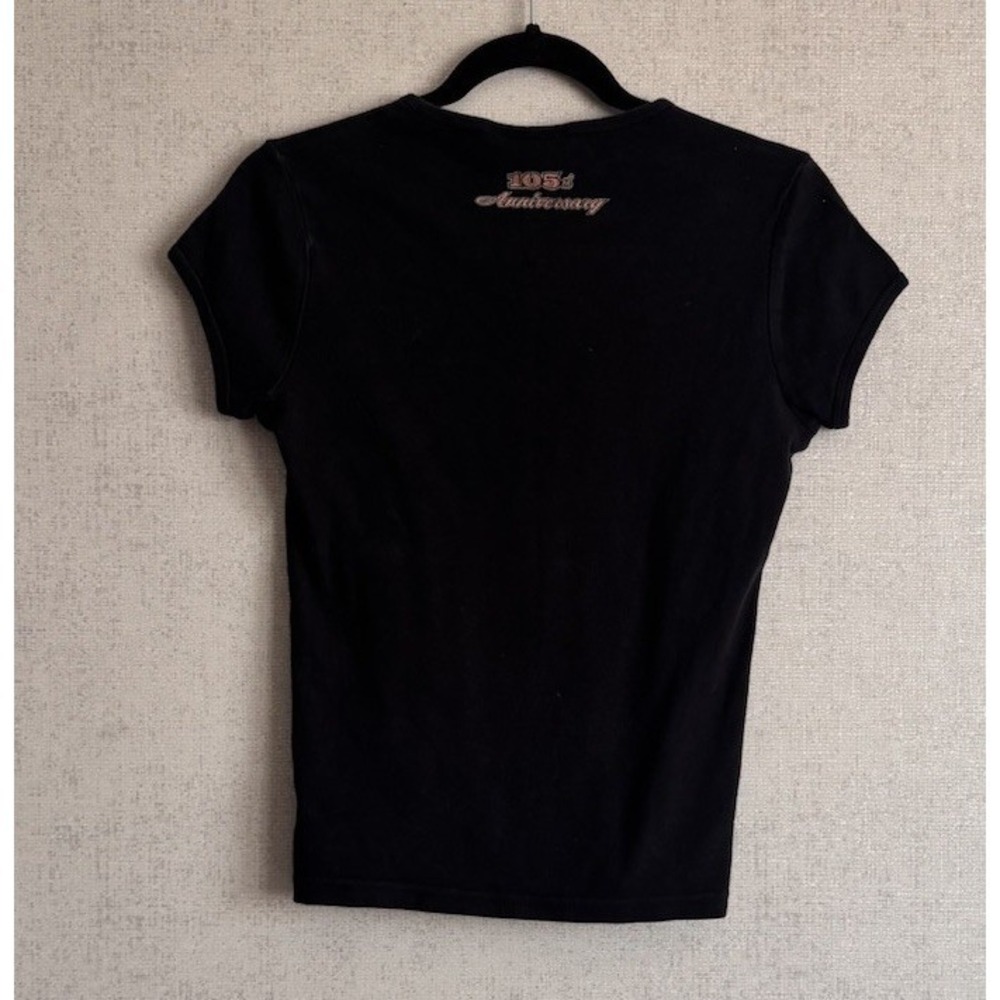 Harley Davidson Womens T Shirt size Medium Black and Gold - Picture 2 of 6